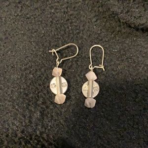 Pink/silver petite dangling earrings